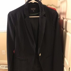 Topshop striped blazer navy us4